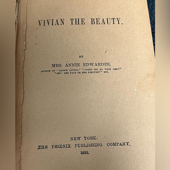 "Vivian, The Beauty" by Annie Edwards New York Lupton Publishing Co 1892 - Picture 5 of 8